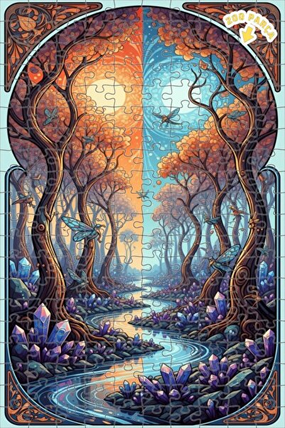 Teona Ahşap لغز خشبي مؤطر بطبقتين من الغابة الكريستالية السحرية 200 قطعة 25x35