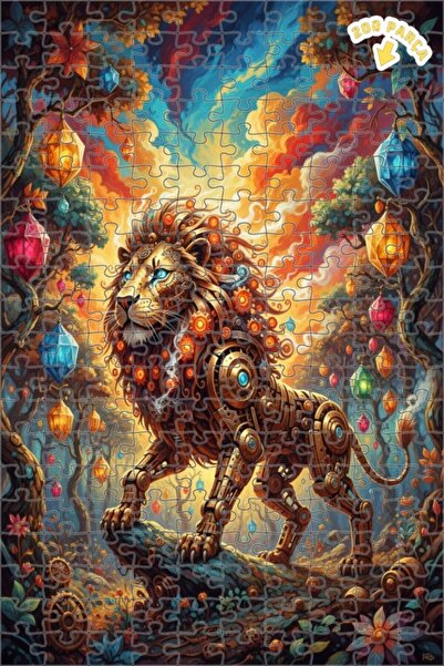 Teona Ahşap 200 قطعة بمظهر الفوانيس السحرية في غابة الأسد الميكانيكية 25×35