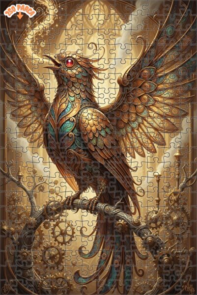 Teona Ahşap لغز خشبي بإطار مزدوج الطبقات بمظهر لوحة زيتية لطائر الفينيق الميك...