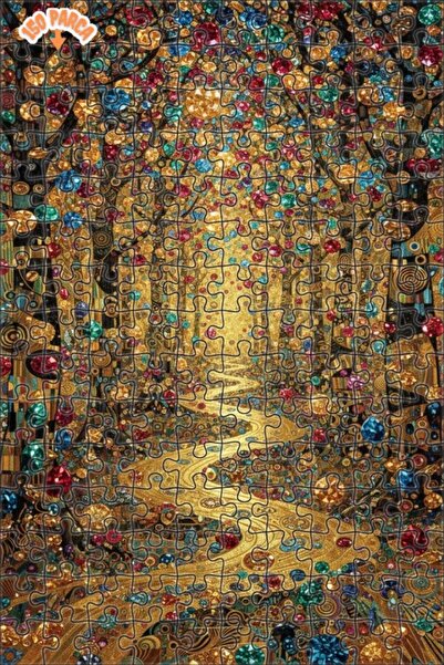 Teona Ahşap لغز خشبي بإطار مزدوج الطبقات بمظهر لوحة زيتية لطريق الغابة الذهبي...