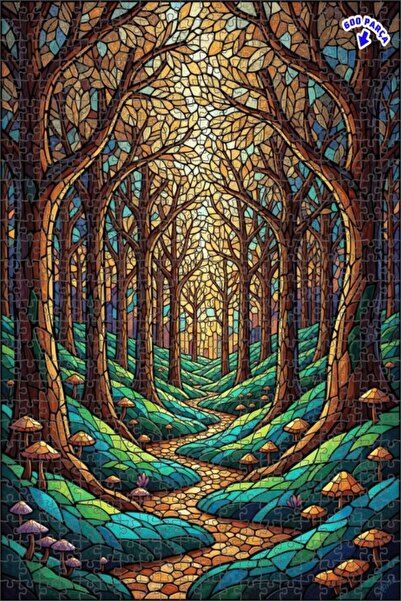 Teona Ahşap لغز خشبي فني بمظهر فسيفساء الغابة السحرية، لغز خشبي بإطار مزدوج ا...