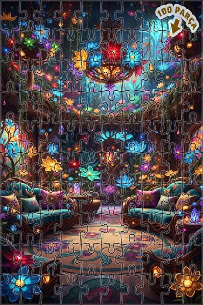 Teona Ahşap لغز خشبي مؤطر بطبقتين بمظهر لوحة زيتية لزهور الغابة السحرية 100 ق...