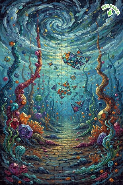 Teona Ahşap لغز خشبي مؤطر بطبقتين من هايال دنوراي، بتصميم أسماك كريستالية تحت...