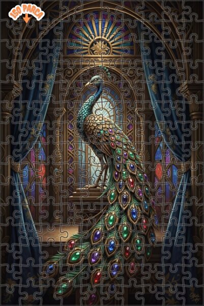 Teona Ahşap لغز فني بمظهر لوحة زيتية لطائر الطاووس الفاخر 150 قطعة 20×30