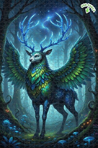 Teona Ahşap لغز خشبي مؤطر بطبقتين بمظهر لوحة زيتية لحكاية الغزال المجنح 800 ق...