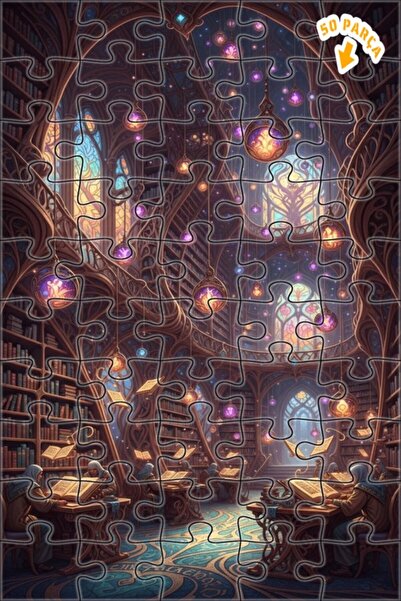 Teona Ahşap لغز خشبي مؤطر بطبقتين بمظهر لوحة زيتية من مكتبة الخيال السحرية 50...