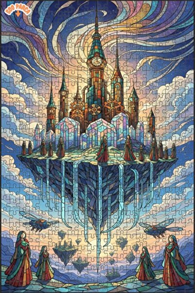 Teona Ahşap Sky City Patterned Glass Mosaic Look Wooden Puzzle 500 Pieces 50X30