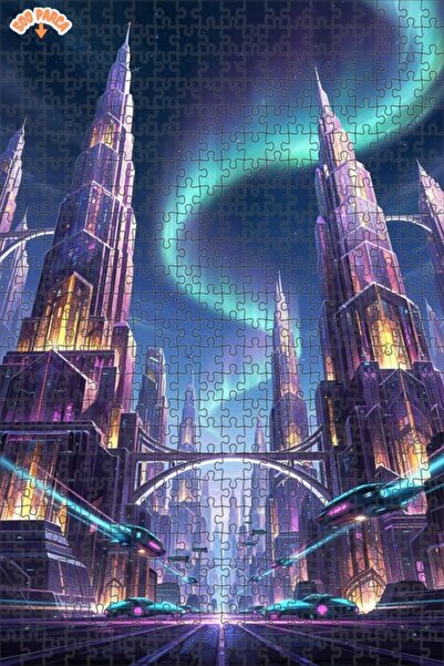 Teona Ahşap لغز خشبي بإطار مزدوج الطبقات بمظهر فني رقمي لـ "مدينة المستقبل ال...