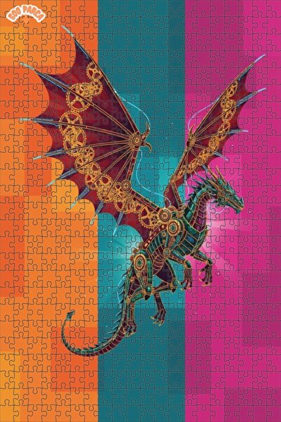 Teona Ahşap لغز خشبي ميكانيكي على شكل تنين بطبقتين مع إطار 500 قطعة 50×30