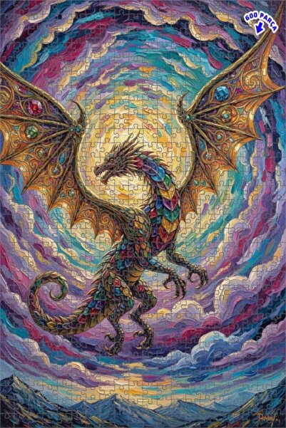 Teona Ahşap لوحة زيتية ملونة لملك السماء على شكل تنين، لغز خشبي بإطار مزدوج ا...