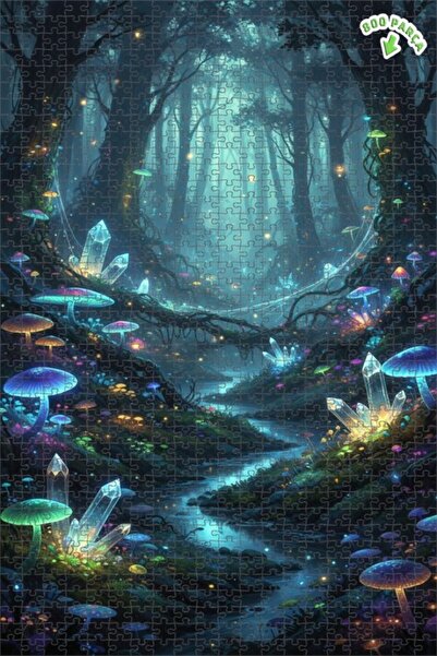 Teona Ahşap لغز خشبي مؤطر بطبقتين من فن الفطر الكريستالي السحري 800 قطعة 70x50