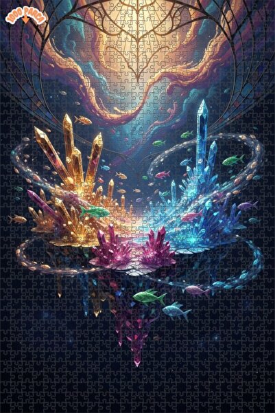 Teona Ahşap لوحة زيتية لبحار الكريستال والأسماك الطائرة، لغز خشبي بإطار مزدوج...