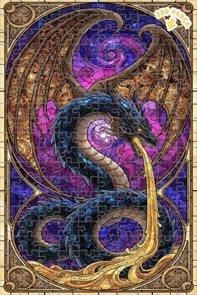 Teona Ahşap لغز خشبي مؤطر بطبقة مزدوجة بطباعة فنية للتنين السحري 200 قطعة 25x35