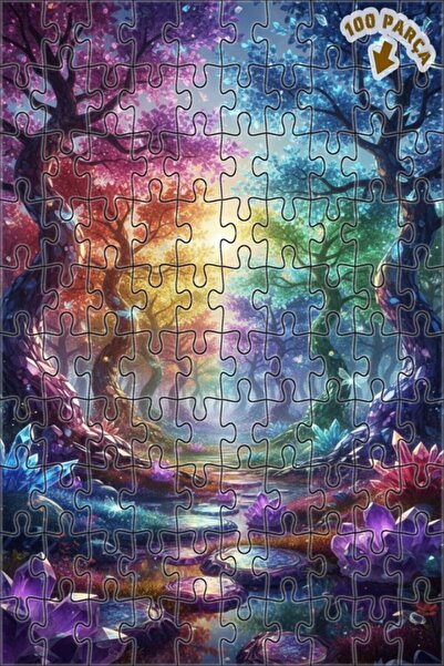 Teona Ahşap غابة قوس قزح، بلورات غامضة، أشجار ملونة، لغز خشبي بإطار مزدوج الط...