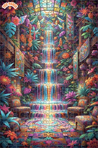 Teona Ahşap لوحة زيتية ملونة لحديقة الشلالات الاستوائية، لغز خشبي بإطار مزدوج...