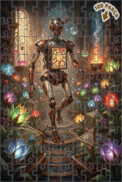 Teona Ahşap لغز فني بمظهر لوحة زيتية لحديقة الروبوت الغامضة 100 قطعة 25×25