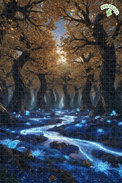 Teona Ahşap لغز خشبي مؤطر بطبقتين بمظهر لوحة زيتية لغابة غامضة 800 قطعة 70×50