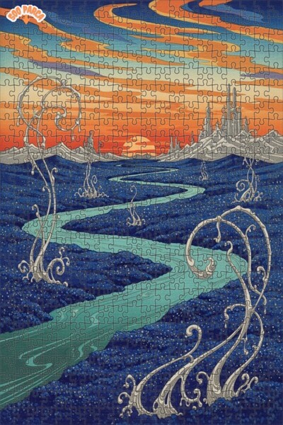 Teona Ahşap لغز خشبي مؤطر بطبقتين بمظهر لوحة زيتية لمنظر طبيعي لامرأة ونهر غا...