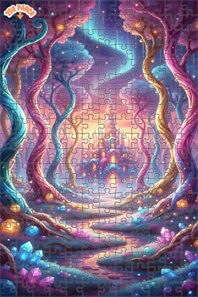 Teona Ahşap لغز خشبي مؤطر بطبقتين من مملكة الخيال والقلعة السحرية 250 قطعة 30×30