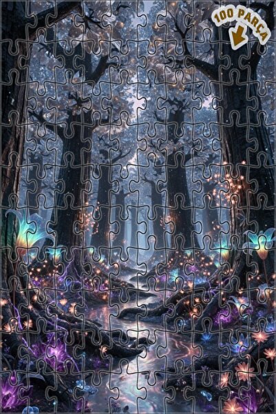 Teona Ahşap لوحة زيتية لغابة سحرية مع زهور متوهجة، لغز خشبي بإطار مزدوج الطبق...