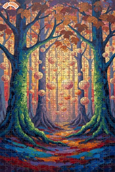 Teona Ahşap لغز خشبي مؤطر بطبقتين بمظهر لوحة زيتية لغابات غامضة 500 قطعة 50×30