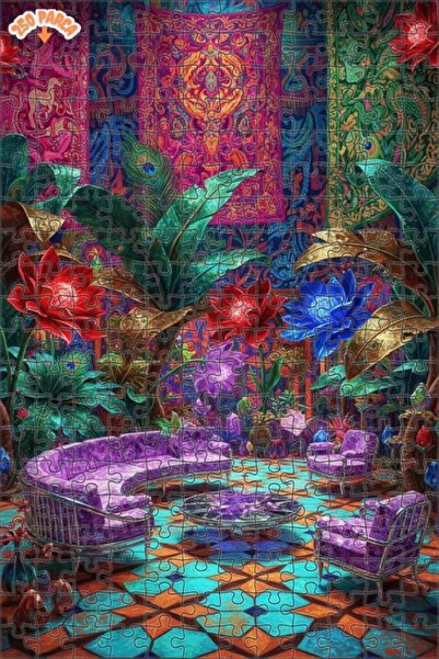 Teona Ahşap لغز خشبي مؤطر بطبقتين بمظهر لوحة زيتية لقصر الغابة السحرية 250 قط...