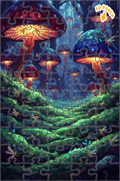 Teona Ahşap لغز خشبي مؤطر بطبقتين بمظهر لوحة زيتية لغابة سحرية، 50 قطعة، 15×25