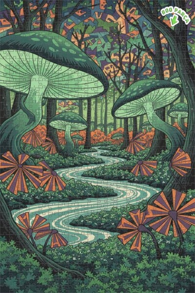 Teona Ahşap لغز خشبي مؤطر بطبقتين من غابة الفطر السحرية 800 قطعة 70x50