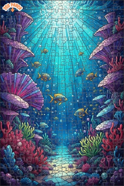 Teona Ahşap لغز خشبي مؤطر بطبقتين من فن الفسيفساء الغامض تحت البحر 250 قطعة 3...