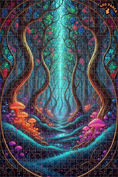 Teona Ahşap لغز خشبي مؤطر بطبقتين بمظهر لوحة زيتية ساحرة للغابة، 400 قطعة، 35×35