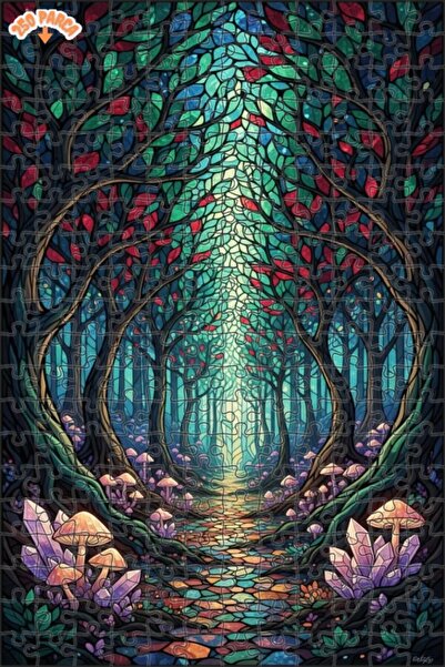 Teona Ahşap لغز خشبي مؤطر بطبقتين بمظهر فسيفساء زجاجي لطريق الغابة السحرية 25...