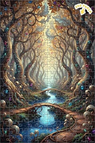 Teona Ahşap لغز خشبي مؤطر بطبقتين من ماسالي، بتصميم جسر الغابة، 200 قطعة، 25x35