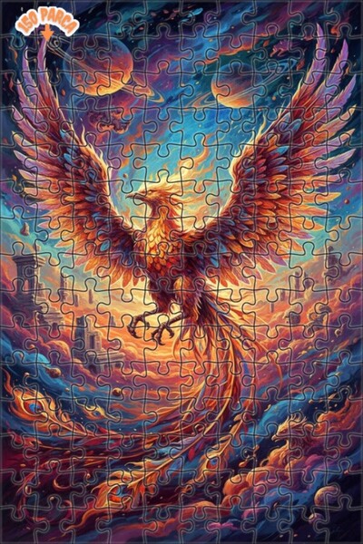 Teona Ahşap لغز خشبي مؤطر بطبقتين بمظهر لوحة زيتية، مستوحى من أسطورة طائر الن...