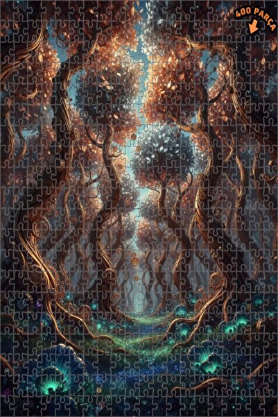 Teona Ahşap لغز خشبي مؤطر بطبقتين من الغابة السحرية 400 قطعة 35x35