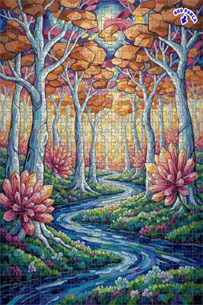 Teona Ahşap لوحة زيتية لمنظر غابة كريستالية سحرية، لغز خشبي بإطار مزدوج الطبق...