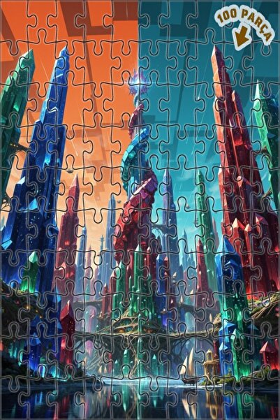 Teona Ahşap لغز خشبي بإطار مزدوج الطبقات من كريستال سيتي تيلنج 100 قطعة 25x25