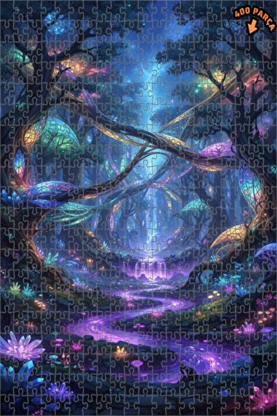 Teona Ahşap لغز خشبي مؤطر بطبقتين بمظهر شلال الغابة السحرية بألوان مائية 400 ...