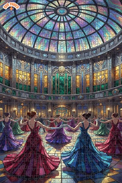 Teona Ahşap Ballroom Stained Glass Art Double Layer Framed Wooden Puzzle 500 ...