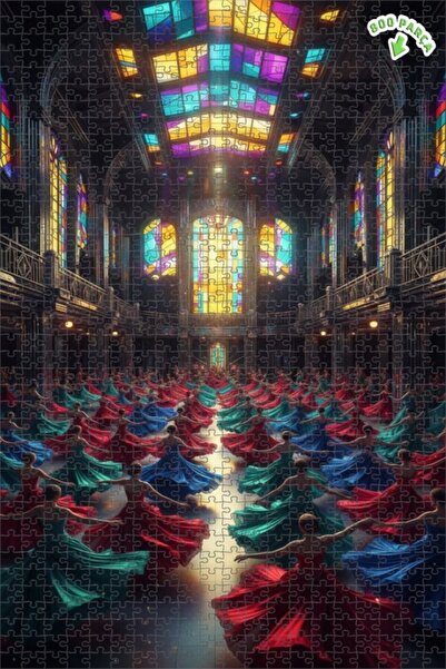 Teona Ahşap لغز فني لنساء يرتدين فساتين ملونة في قاعة الرقص، مظهر فني بتأثير ...