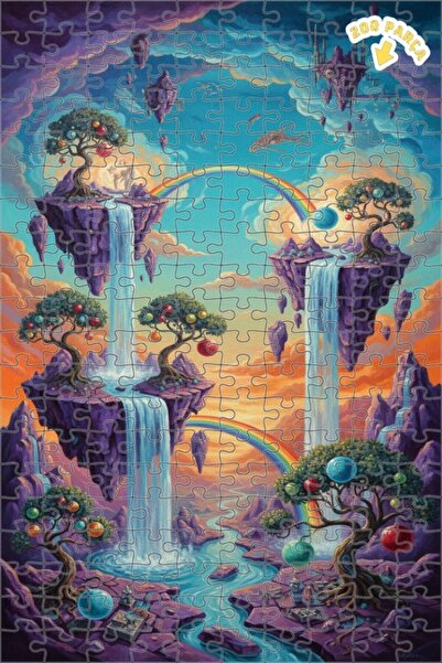 Teona Ahşap لغز فني بتصميم شلالات السماء الخيالية بمظهر اللوحات الزيتية 200 ق...