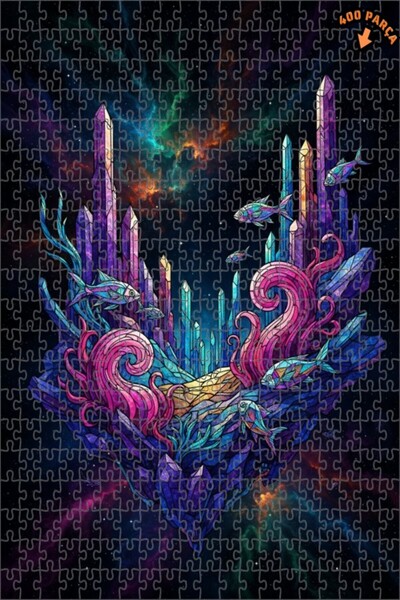 Teona Ahşap لغز خشبي بإطار مزدوج الطبقات بمظهر زجاجي ملون على شكل أسماك كريست...