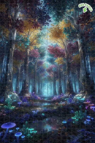 Teona Ahşap لوحة زيتية لفطر الكريستال السحري في الغابة، لغز خشبي بإطار مزدوج ...