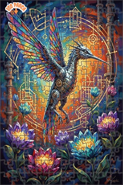 Teona Ahşap لغز خشبي ميكانيكي على شكل طائر الطنان بطبقتين مع إطار 150 قطعة 20×30