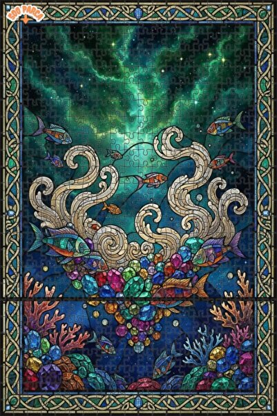 Teona Ahşap لغز خشبي بإطار مزدوج الطبقات بتصميم مخلوقات بحرية سحرية ومناظر طب...