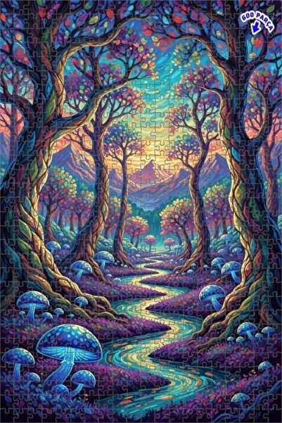 Teona Ahşap لغز خشبي مؤطر بطبقتين من ماركة ماجيكال فورست ريفر 600 قطعة 50x35