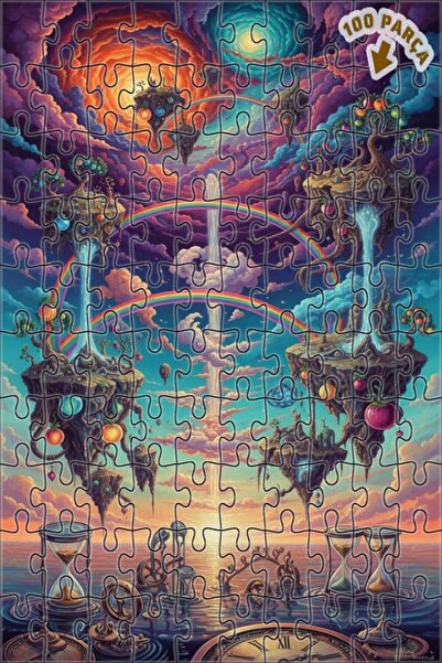 Teona Ahşap لغز خشبي مؤطر بطبقتين بمظهر لوحة زيتية لـ "أرض اللانهاية" 100 قطع...