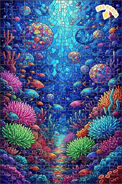 Teona Ahşap لغز خشبي فني بمظهر فسيفساء الأسماك الحية، لغز خشبي بإطار مزدوج ال...