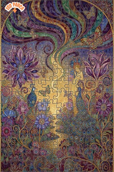 Teona Ahşap Enchanted Garden Peacock Fairy Watercolor Double-Decker Framed Wo...