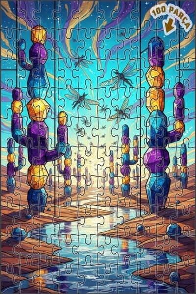 Teona Ahşap ألغاز خشبية مربعة الشكل من الكريستال على شكل صبار وتنين طائر مكون...