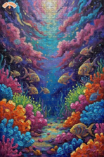 Teona Ahşap لغز خشبي بتصميم الحياة البحرية الملونة بمظهر اللوحات الزيتية 500 ...
